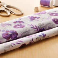 Discount ❤️ Purple & Gray Floral Cotton Fabric by Loops & Threads™ ❤️ -Nifty Sew Sales Store 10631296 20