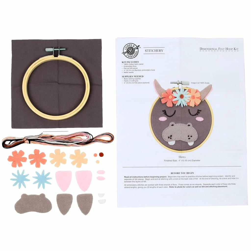 Best Sale π Hippo Felt Hoop Kit by Loops & Threads™ π 5 Best Sale π Hippo Felt Hoop Kit by Loops & Threads™ π - Image 3