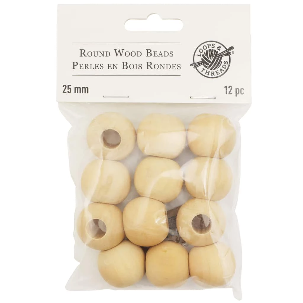 Brand new β¨ 12 Packs: 12 ct. (144 total) Natural Wood Round Beads, 25mm by Loops & Threads® π 3 Brand new β¨ 12 Packs: 12 ct. (144 total) Natural Wood Round Beads, 25mm by Loops & Threads® π
