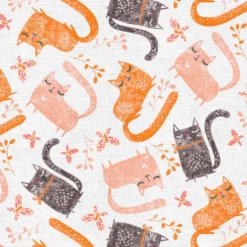Best Sale ⭐ Coral Cats Cotton Fabric Bundle by Loops & Threads™ ✔️ -Nifty Sew Sales Store 10691456 5